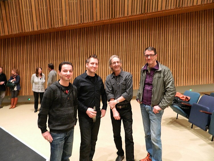 after the concert (Dr. Motto / Manuel Göttsching / Markus Schickel and Heiko Neumann) from right to left
